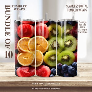 Exklusives Bundle von 10 nahtlosen digitalen 20 Unzen Tumbler Wraps Weihnachtsernte und geschnittenen Obstscheiben bereichern Sie Ihre Weihnachtszeit