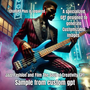 Jazz, mode et cinéma L'âme de la créativité GPT Générateur d'images IA personnalisé pour de l'art numérique unique, des designs à usage personnel et commercial