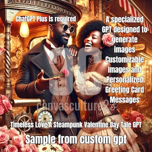 Amour intemporel : un conte Steampunk pour la Saint-Valentin GPT - Images personnalisables et messages personnalisés pour cartes de voeux dans un style steampunk unique
