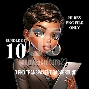 Lot de 10 femmes d'affaires chics et rondes en PNG PNG - Parfait pour les projets d'impression à la demande