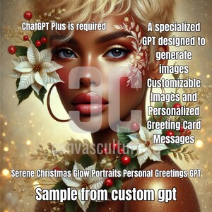 Crie retratos serenos de Natal e saudações pessoais com GPT personalizado Acesso instantâneo a mensagens e imagens de cartões de Natal para download