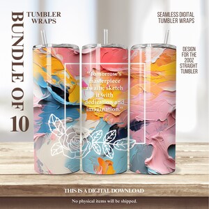 10 exklusive 20 Unzen Digital Tumbler Wraps Graffiti-Artistik mit kraftvollen Sätzen Gelb Blau Pink & Grün Fusion für Print-on-Demand-Projekte