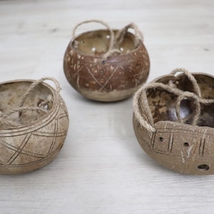 Set di 3 fioriere galleggianti in cocco/stile vintage ecologico/resistente alle intemperie/adatto per interni ed esterni/giardino e decorazioni per la casa