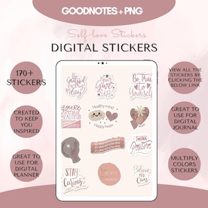 Daily Self-Love Stickers | Digital Planner Stickers | Pre-Cropped Goodnotes | PNG | Digital Self-Love Journal Stickers | Digital Stickers