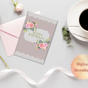 Rose Greeting Card, Flower Birthday Card, Pink birthday Card,