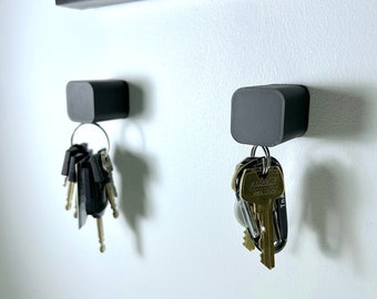 Minimalistische magnetische sleutelhouder (pak van 2), zwevende sleutelhouder, sleutelrek, zwart sleutelrek, sleutelorganisator, sleutelhouder in de hal