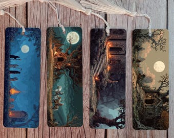 8-Bit haunted Adventure Bookmarks- Handmade and Unique, Pixel art Fantasy D&D inspired Haunted/ Spooky Bookmark (Metal)