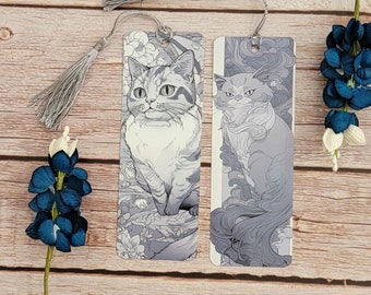 Feline Metal Bookmark with Tassel: Whimsical Cat Design