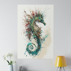 Colorful Seahorse on Canvas Art Print - Beautiful Coastal Decor for Ocean Lovers