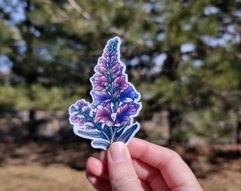 Purple Lupine Sticker: Glossy Die Cut Floral Decal