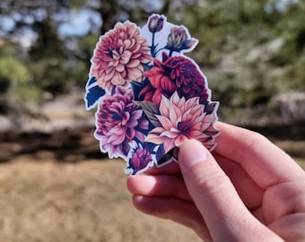 Dahlia Flower Glossy Die Cut Sticker: Laptop Decal (3 inch)
