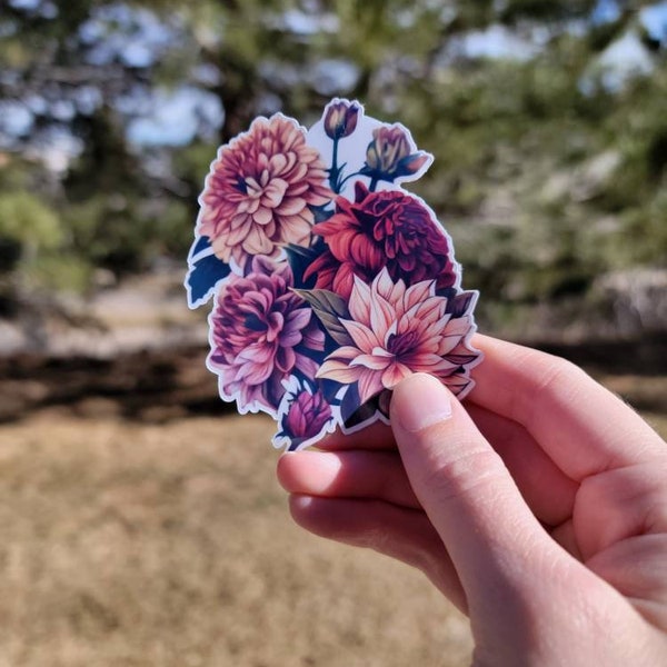 Dahlia Flower Die Cut Sticker: A Perfect Way to Decorate Your Laptops and more