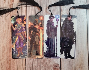 Pixel Art D&D Character Bookmarks, Metal RPG Accessory, Dungeon Master Gift
