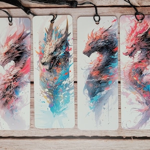 Colorful Dragon Bookmark for Fantasy Readers - Handmade and Unique, Fantasy Dragon Bookmark, Metal or Photo paper with laminate