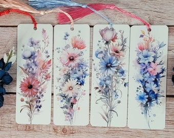 Floral Metal Bookmark with Tassel: Colorful Flower Design