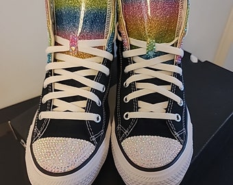 Custom Bling Converse Chuck Taylor All Star High Glitter Drip