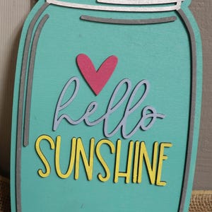 Hello Sunshine&quot; Mason Jar Wall Decor - Drewniany znak Farmhouse w wielu kolorach