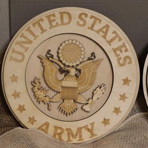 Handcrafted Wooden Military Branch Seals | 3D Laser Engraved Wall Decor | Air Force, Army, Marine Corps