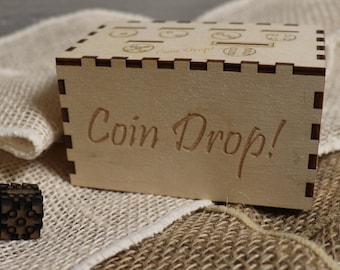 Handcrafted Wooden Coin Drop Game - Elegant Tabletop Entertainment
