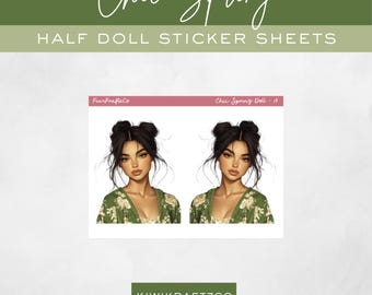 Chic Spring Doll Stickers: Half Portrait Planner Stickers