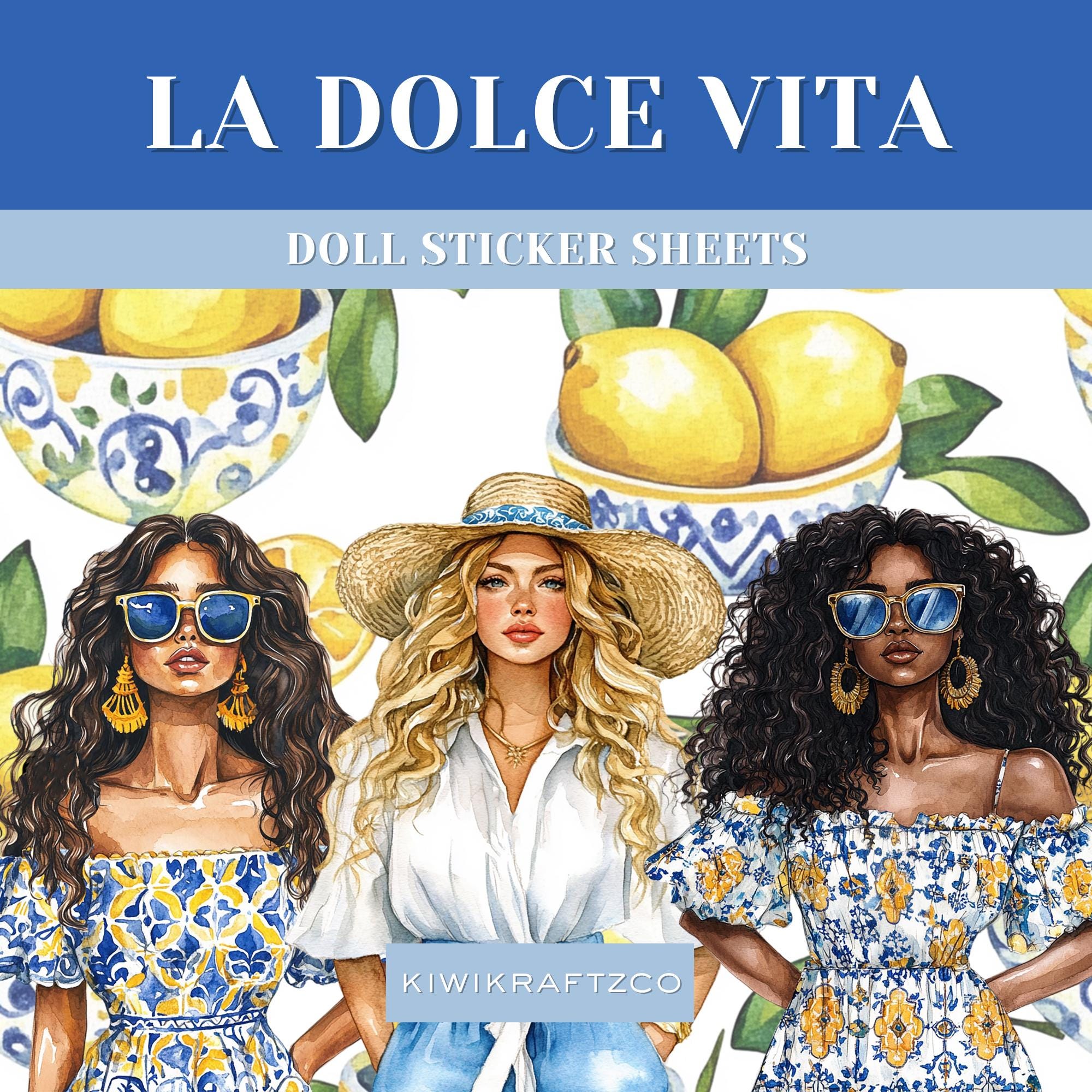 La Dolce Vita Summer Doll Sticker Sheets | Planner & Journal Stickers | Removable Matte Paper
