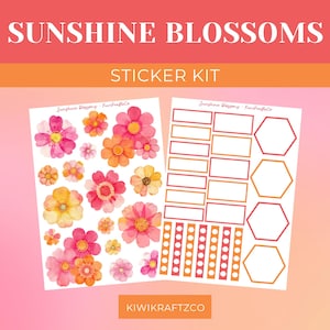 Watercolor Floral Planner Stickers: Sunshine Blossoms Kit