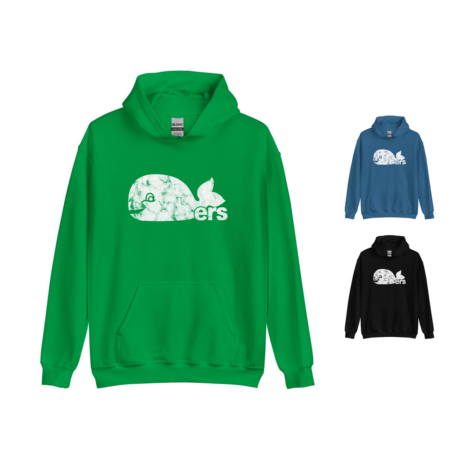 T-shirt Unisexe Vintage Hartford Whalers - Logo Hockey Rétro - Couleur Heather Blue - Neuf Avec étiquettes