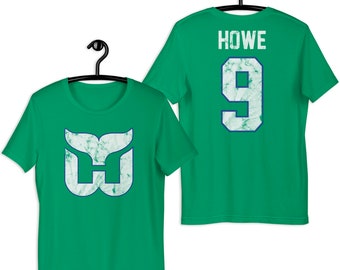 Gordie Howe Worn Distressed Hartford Whalers Jersey Shirt Vintage NHL Retro Hockey T-Shirt Old Time Hockey Shirt