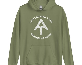 Appalachian Trail Hoodie AT Hiker Hiking Thru-hiker Thru-Hiker Georgia to Maine Hoody Hooded Sweatshirt Worn Distressed Classic Retro