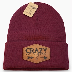 Berretto con toppa in similpelle stile cowgirl pazzo - Stile western - Berretto marrone.