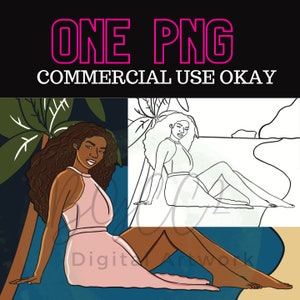 Black Girl Clipart, Canvas Printable/ Pre Drawn Outline Canvas Girls Night Out/ DIY Canvas/ Party/ Paint Kit/ PNG/ paint party/ Adults/Teens