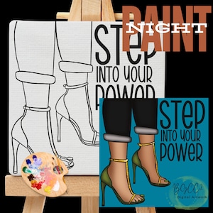 Svart tjej Clipart: DIY Canvas, Tjejkväll (PNG Digital Nedladdning)