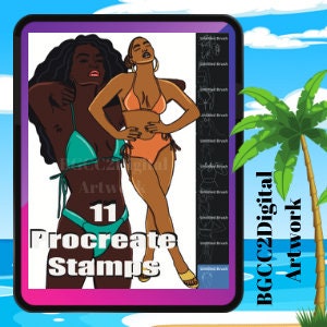 Black Woman Procreate Stamps, Black Woman Portrait Procreate, Black Woman Brushes,Face Brushes For Procreate, Lips Stamps, Swim Suit Brushes