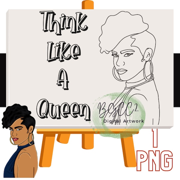 Black Girl Clipart, Canvas Printable/ Pre Drawn Outline Canvas Girls Night Out/ DIY Canvas/ Party/ Paint Kit/ PNG/ paint party/ Adults/Teens