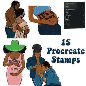 Procreate Maternity Stamps: Pregnant Couples & Family (15 Stamps)