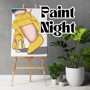 Black Girl Clipart, Canvas Printable/ Pre Drawn Outline Canvas Girls Night Out/ DIY Canvas/ Party/ Paint Kit/ PNG/ paint party/ Adults/Teens