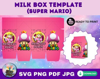 Super Mario Milk Box Template, Milk Favor Box Svg, Milk Carbon Template, Box Svg, Favor Box Svg, Box Template Svg, Printable milk box,