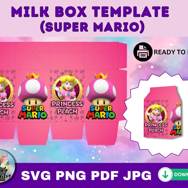 Super Mario Milk Box Template, Milk Favor Box Svg, Milk Carbon Template, Box Svg, Favor Box Svg, Box Template Svg, Printable milk box,