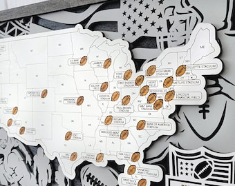 Framed NFL Football Stadium Map Family Memories Stadium Tracker NFL Travel Map Custom Framed