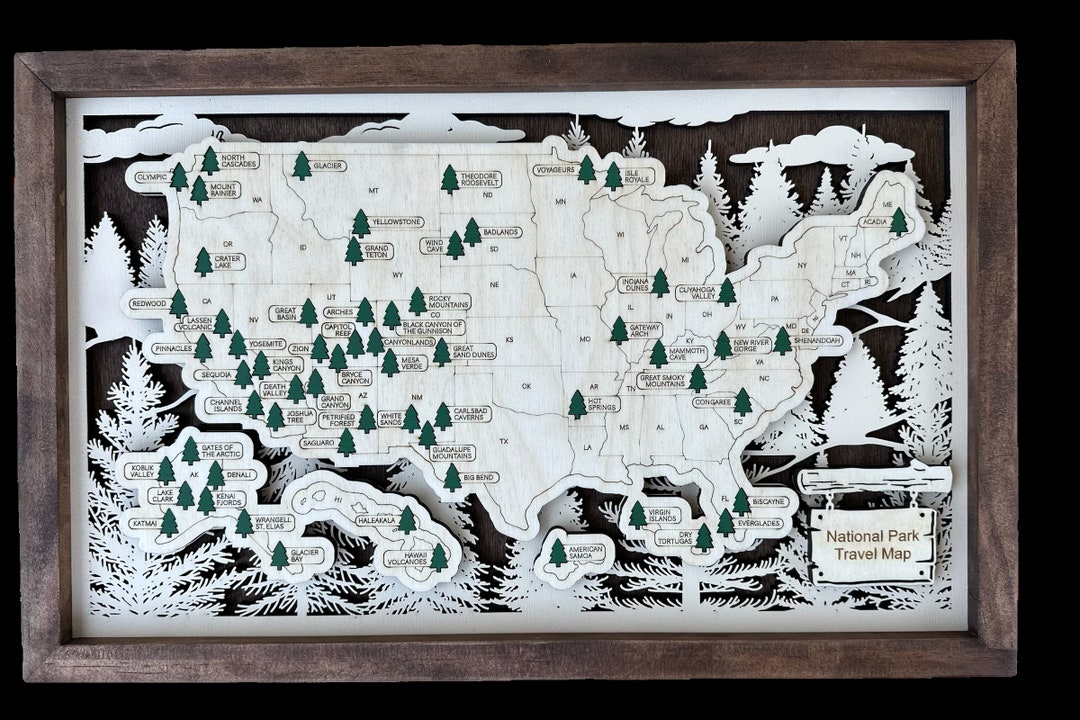 Framed National Park Travel Map Family Memories Bucket List Etsy