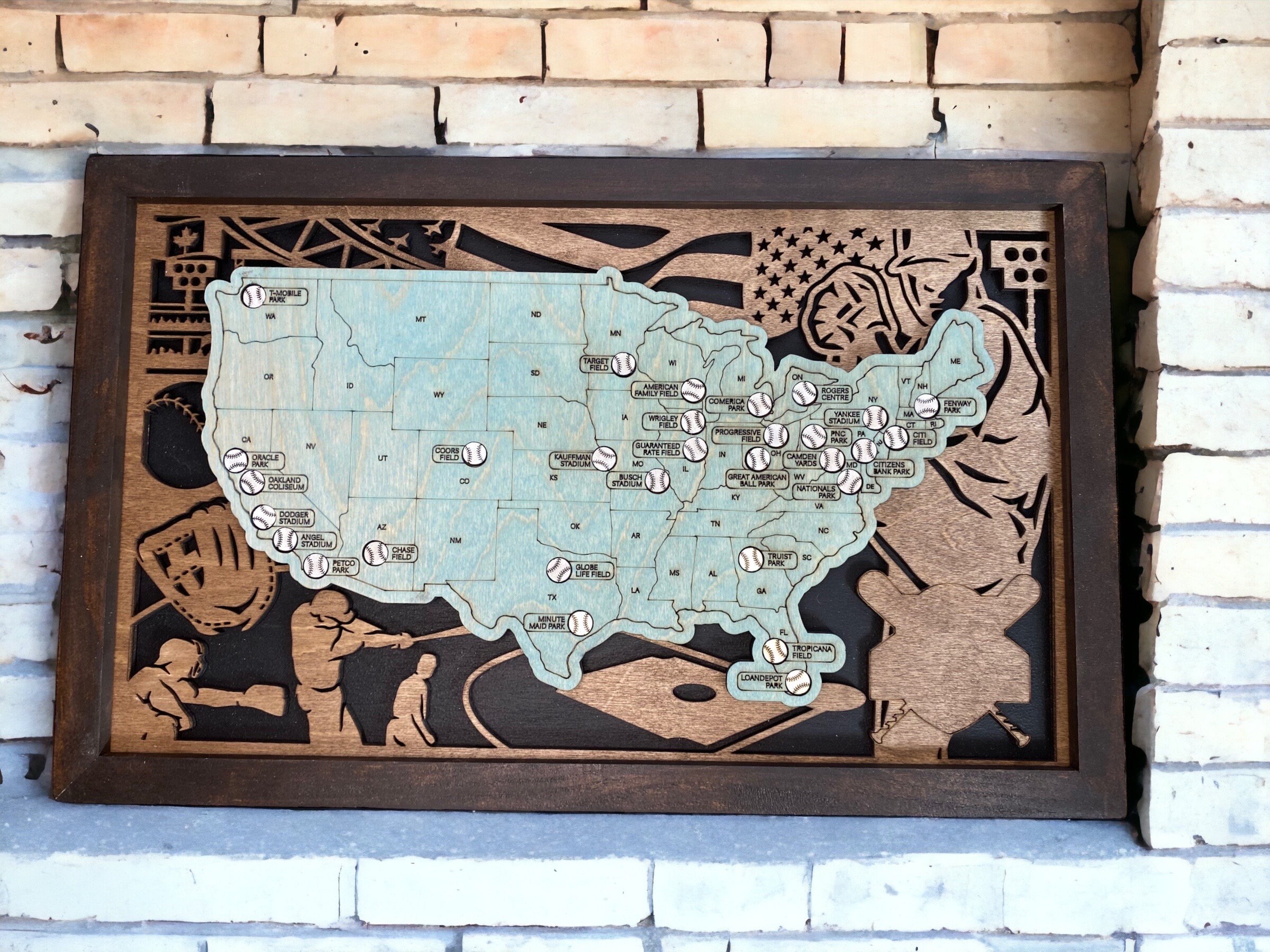 Framed MLB Baseball Stadium Map Family Memories Stadium - Etsy