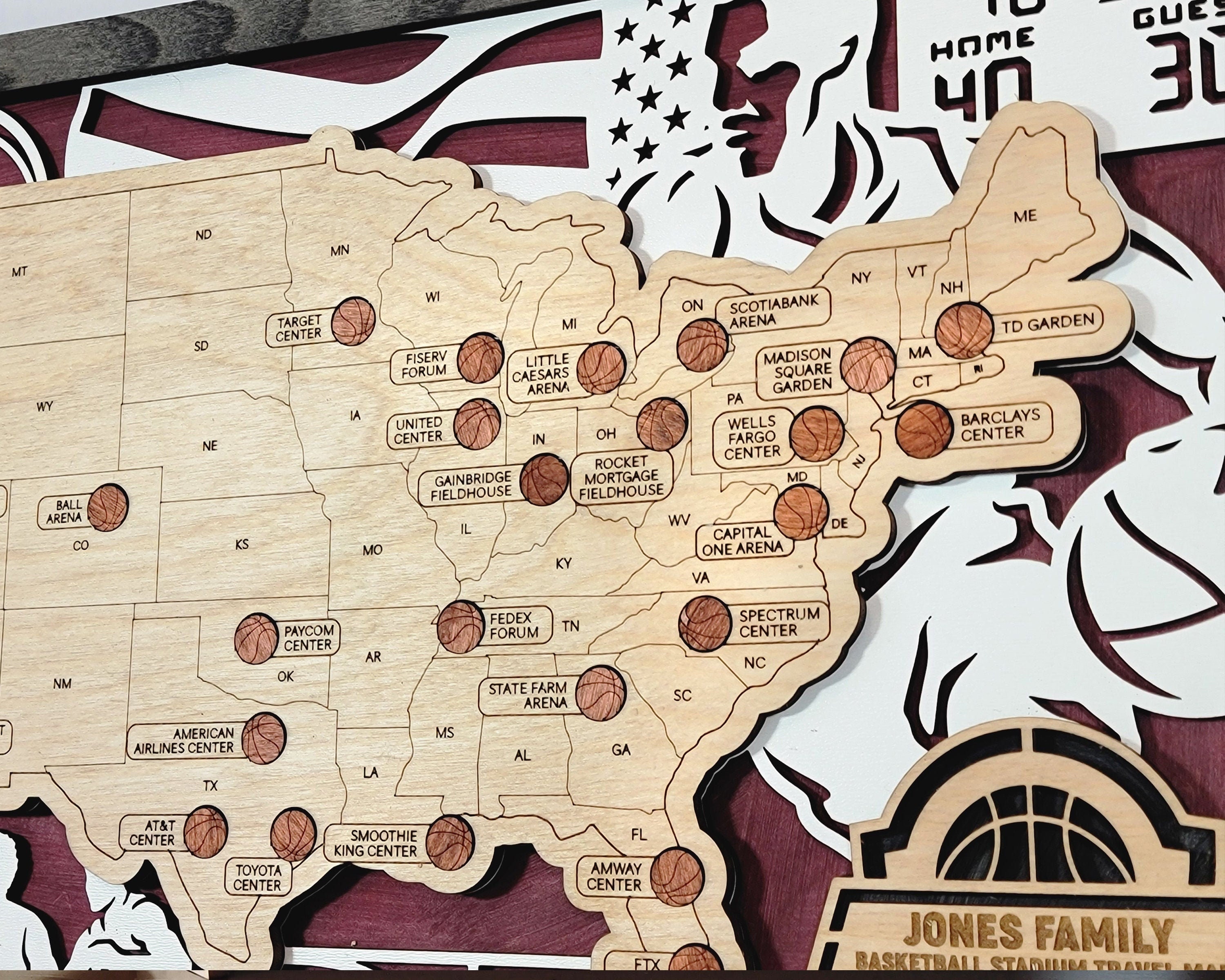 3D NBA Basketball Stadium Map Family Memories Stadium Tracker NBA ...