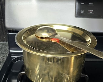 Handcrafted Brass Pongal Pot Set, Tin Coated Indian Cookware, 2 Liter