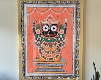 Lord Puri Jagannath Pattachitra painting - handmade on silk fabric.