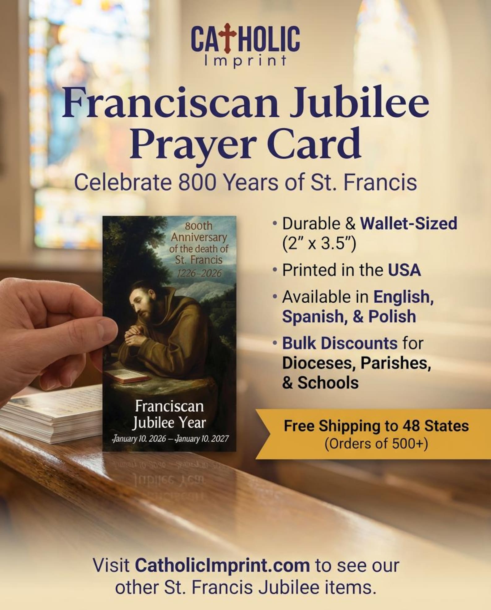 Franciscan Jubilee Year Prayer Card | St. Francis of Assisi Pack of 100 ...