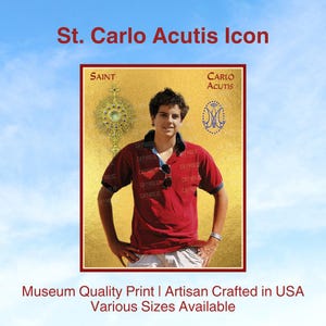 St. Carlo Acutis Symbol Druck | Katholische Devotionalie Kunst | Archival Matte Papier in Museumsqualität | Hergestellt in den USA | Verschiedene Größen | Katholisches Geschenk