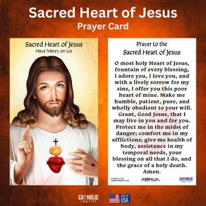 Scheda di preghiera del Sacro Cuore (set di 10 schede) Il mese di giugno è dedicato al Sacro Cuore di Gesù, schede di preghiera 3"x5" per chiesa, parrocchia