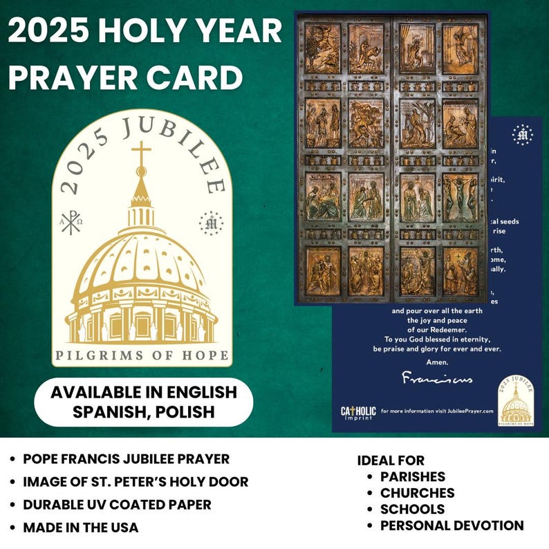 Holy Year 2025 Prayer Card: Pope Francis Jubilee, St. Peter's Basilica ...