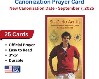St. Carlo Acutis Prayer Cards: Canonization Keepsake (25 Card Set)