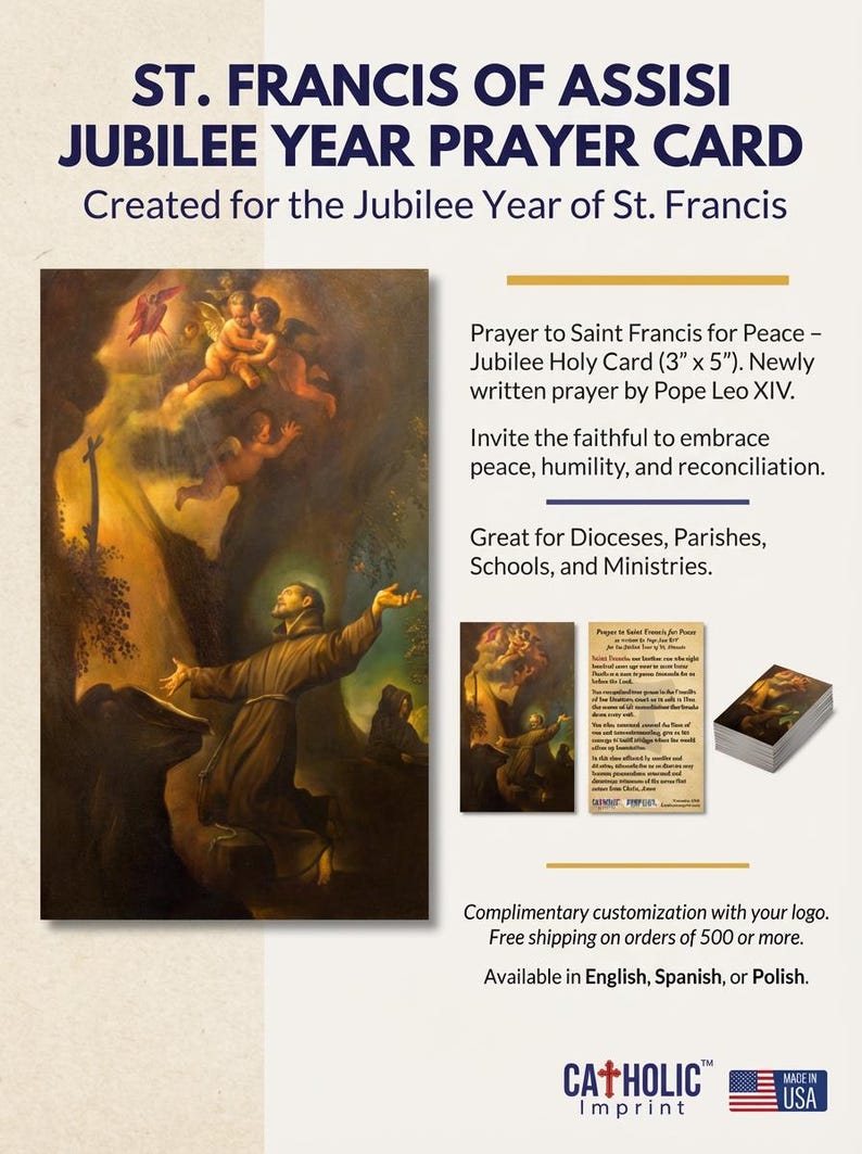 St. Francis of Assisi Prayer Card Set of 25 – Special Jubilee Year Pope ...